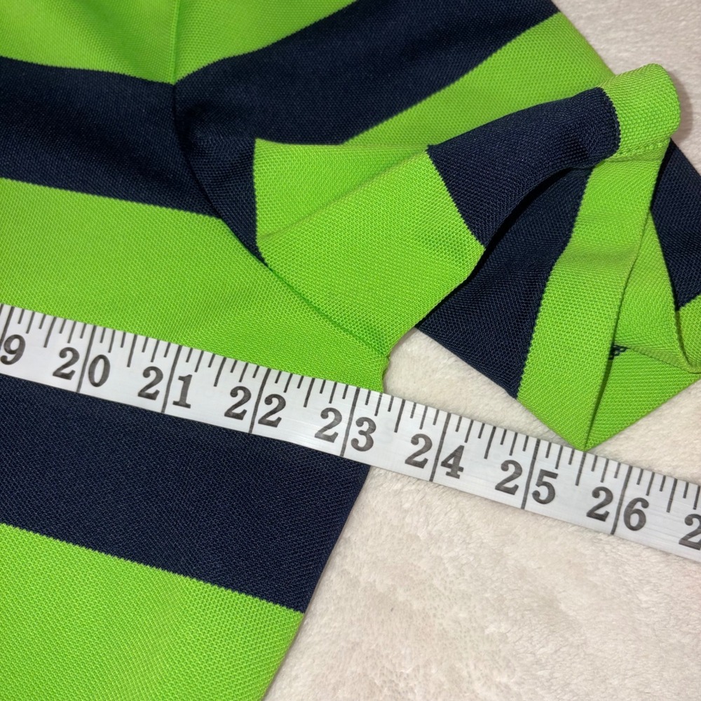 RLX RALPH LAUREN Polo Shirt Mens Large Green Navy Striped Performance Golf Tee - Picture 10 of 12